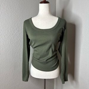 Olive Green Long Sleeve Women's Top